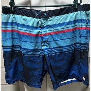 ZeroXposur Swim Short Mens XXL Navy Striped Pockets Lined NO DRAWSTRING/Sm Pull